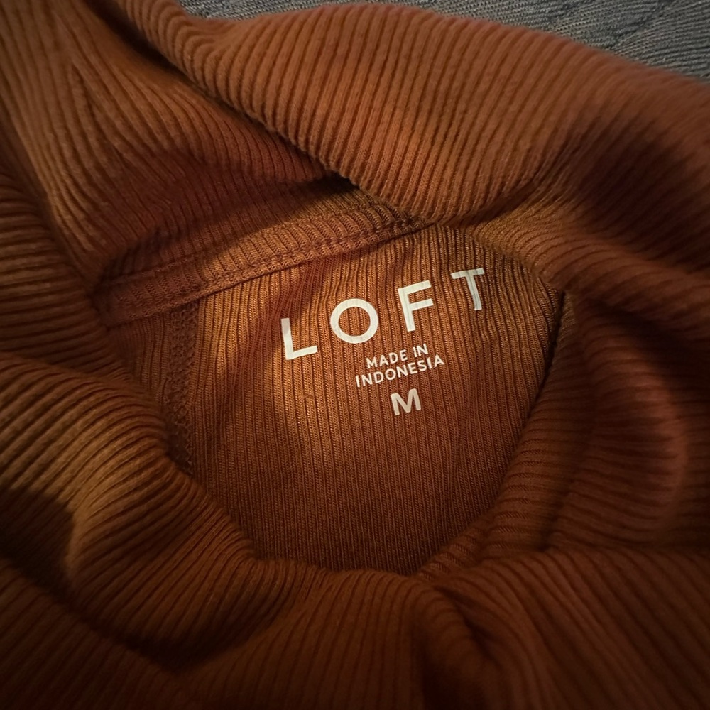 LOFT Rust Turtleneck Ribbed Top - Picture 4 of 4